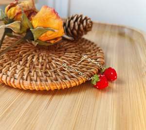 Micro Crochet Strawberry Earrings