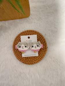 Crochet Hair Accessory: Patch-Faced Cat Baby Hair Clips