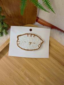 Crochet Hair Accessory: Sleepy Face Cat Hair Clip