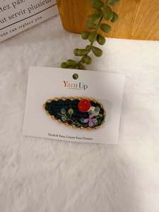 Crochet Hair Accessory: Woodland Blossom Embroideried Hair Clip