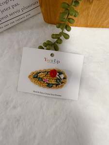 Crochet Hair Accessory: Autumn Style with Lavender Embroideried Hair Clip
