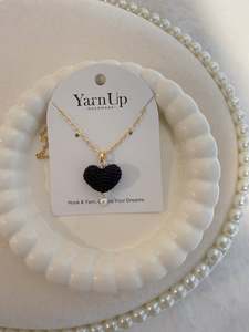 Micro Crochet Jewellery: Black Heart Necklace