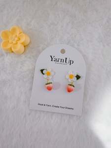 Strawberry & White Flower Earrings