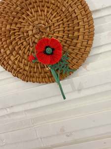 Micro Crochet Jewellery: Red Poppy Brooch
