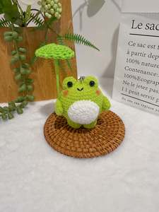 Crochet Decoration: Brolly Frog Key Charm