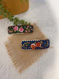 Rose Garden Embroidery French Barrette