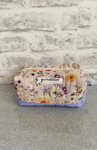Cotton/Linen Floral Makeup Pouch (Medium)