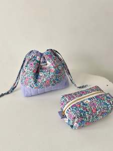 Bag 1: Small Drawstring Bag and Makeup Pouch Duo(Purple)