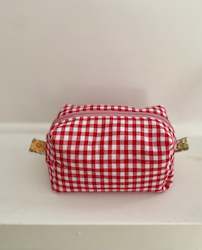 Bag 1: 100% Cotton Gingham Check Makeup Pouch
