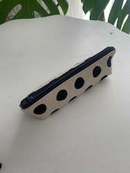 Cotton/Linen Polka Dot Pencil Case( Natural )
