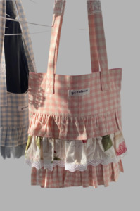 Bag 2: Pink gingham frilled bag