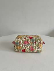 Bag 1: Quilted Floral Makeup Pouch  Yellow fastener (small)
