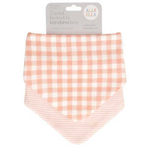All 4 Ella - Reversible Bandana Bibs 2 Pack - Gingham Strawberry