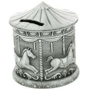 Decor: Carousel Money Box - Pewter Plated