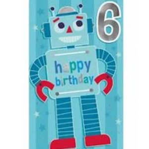 Age 6 Robot Birthday Card