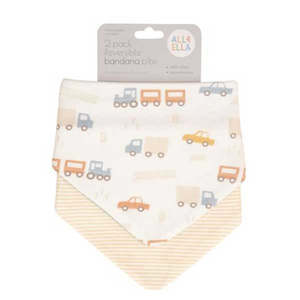 Clothing: All 4 Ella - 2 Pack Bandana Bib - Trucks