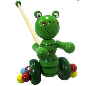 Baby: Wooden Push Along Toy - Frog