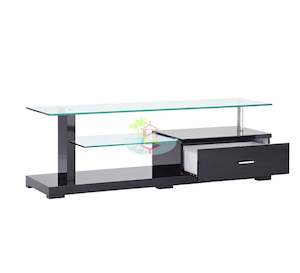 Clare# Glass Top High Gloss TV Unit | Black color| TR