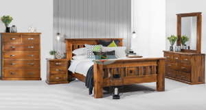 Bedroom Suite: Felton# NZ Pine Chunky Bedroom Suite | Queen| TR