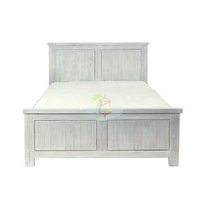 Amanda# NZ Pine White Wash White Wash Bed Frame | King | LS