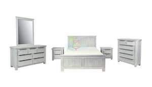 Amanda# NZ Pine White Wash White Wash Bedroom Suite | King | LS