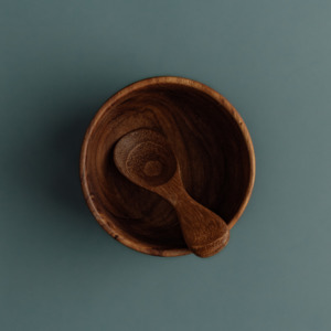 Combo Sets: Handcrafted Teak Salt Bowl & Mini Spoon Set - Sustainable Spice Server