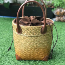 Bags: Handwoven Tote Bag with Leather Handles  |  Yompai NZ