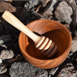 Combo Sets: Handcrafted Small Wooden Bowl and Honey Dipper Set | yompai