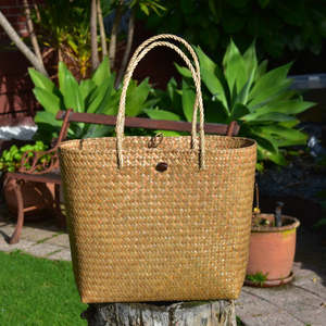 Handcrafted Sustainable Bags For Everyday Style Eco Friendly Stylish: Handwoven Krajood Shoulder Bag with Woven Handles