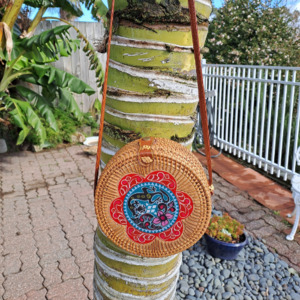 Handcrafted Sustainable Bags For Everyday Style Eco Friendly Stylish: Handwoven Rattan Crossbody Bag – Vibrant Mandala Design | Yompai  NZ