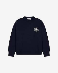 Monogram Cotton Knit | Navy