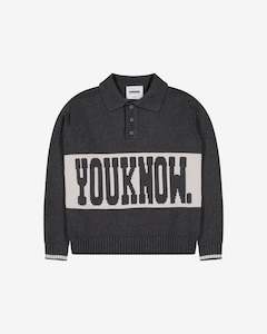 Cotton Knit Polo | Charcoal