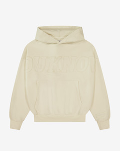 Distressed Applique Hoodie | Washed Cream