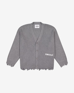 Cotton Knit Boxy Cardi | Distressed Grey Melange