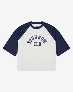 Raglan Waffle Tee | Navy/White
