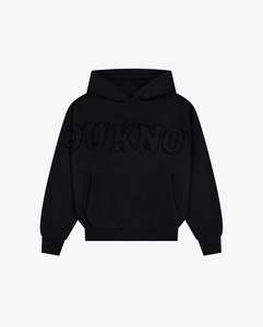 Distressed Applique Hoodie | Washed Black