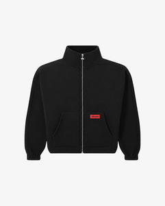 Outerwear: Brushed Fleece Track Jacket | Black