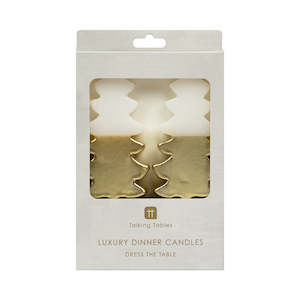 Talking Tables Christmas: White & Gold Tree Shaped Candles - 2 Pack