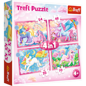 Junior Puzzles: Trefl "4in1" - Unicorns and Magic