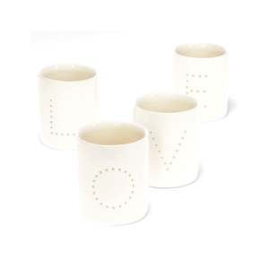 Glossy Ceramic Tealight Holders (Set Of 4) - Love
