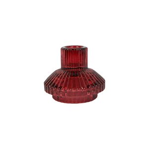 Adultgifts: Italian-made Glass Candle Holder | Small | Burgundy Red