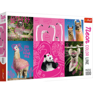Trefl Puzzles: Trefl "1000 Neon Color Line" - Crazy Animals