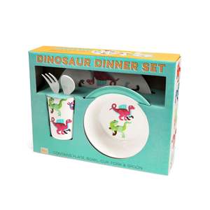 Rex London: Rex London - Children's Melamine Dinner Set (5 Pieces) - Baby Dinos