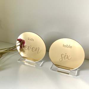 Table Numbers: Mirror Acrylic Table Number - Round