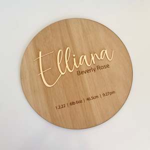 The Huxley birth announcement plaque