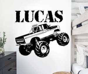 Custom Text: Monster Truck With Custom Name Wall Decal
