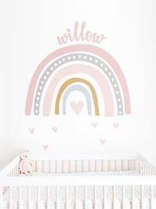 Custom Text: Rainbow Hearts Wall Decal