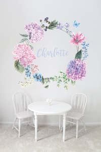 Custom Text: Flower Name Wreath Wall Decal
