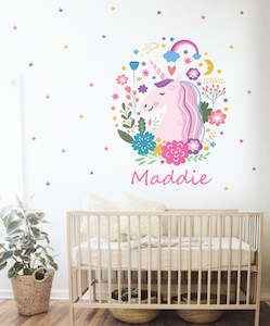 Custom Text: Unicorn with custom name Wall Decal