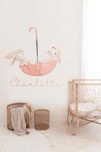 Cute Watercolour Bunnies Wall Decal